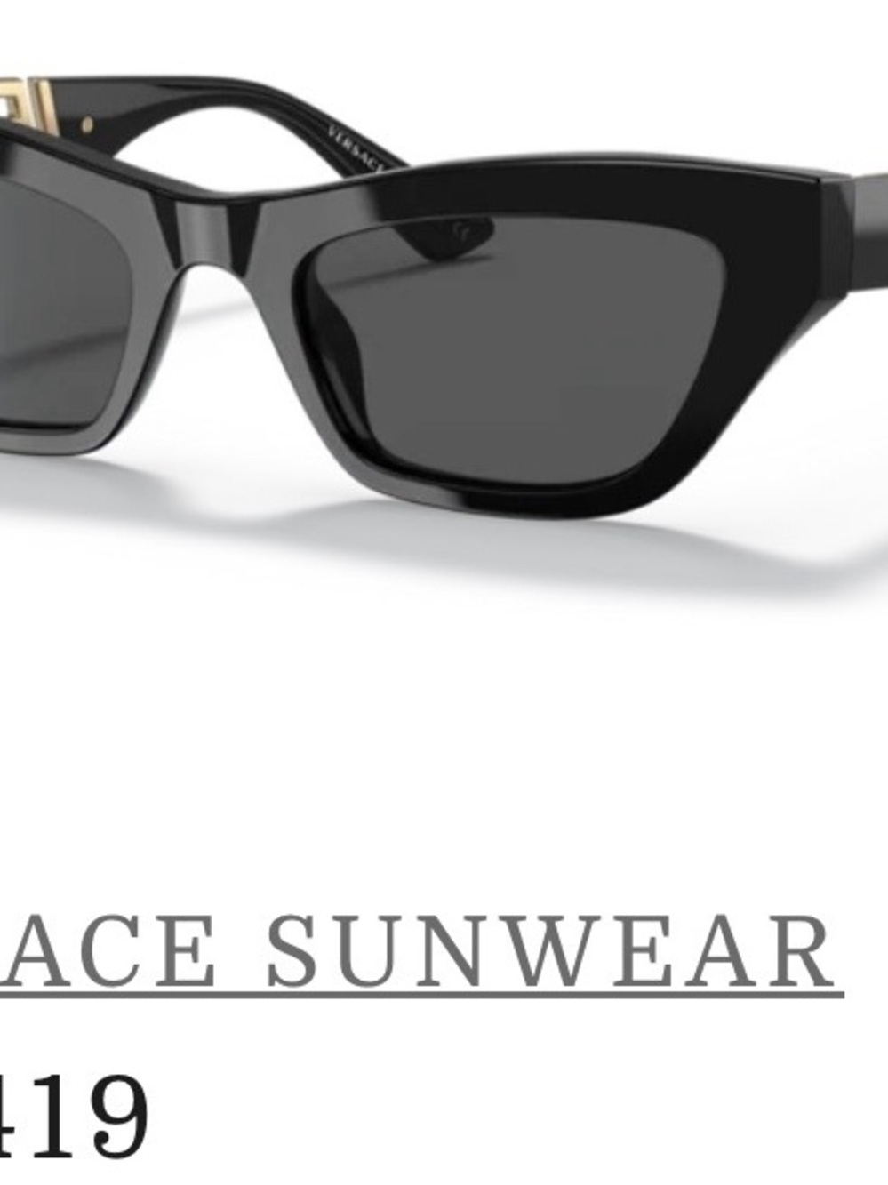 Versace Black Cat-Eye Sunglasses with Dark Lenses